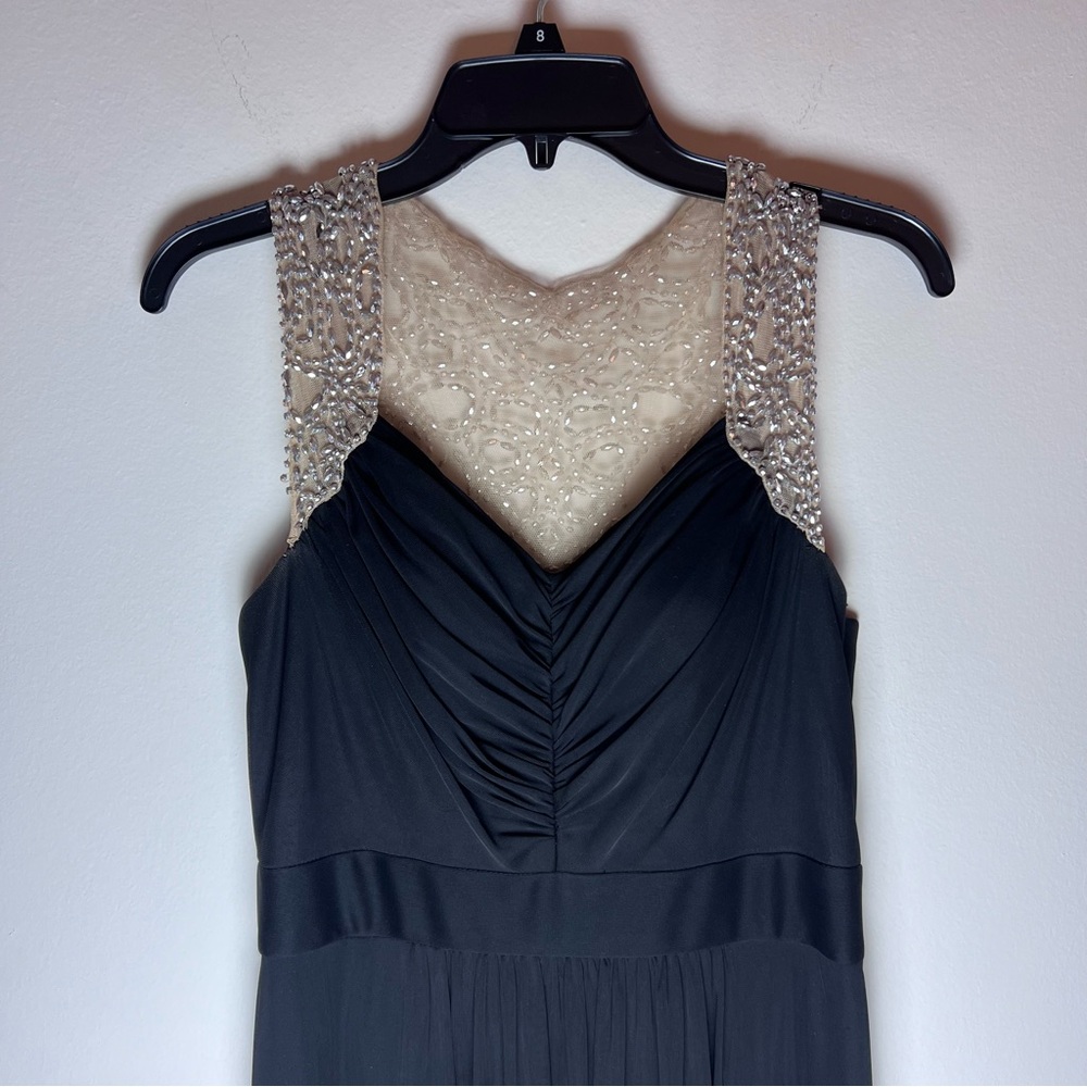 Betsy & Adam Black Maxi Formal/Wedding Guest/Prom/Homecoming Dress Beaded/Jewels